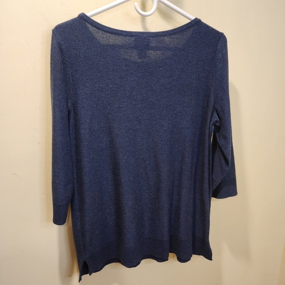Chico's Blue 3/4 Sleeve Relaxed Blouse size 1 - Picture 6 of 13